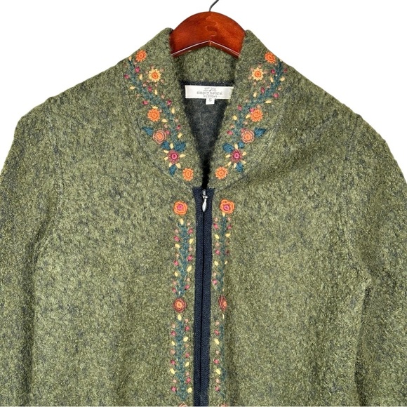 SIMPLY NATURAL DESIGNS Alina Baby Alpaca Embroidered Floral Boucle Knit Cardigan - Picture 8 of 15
